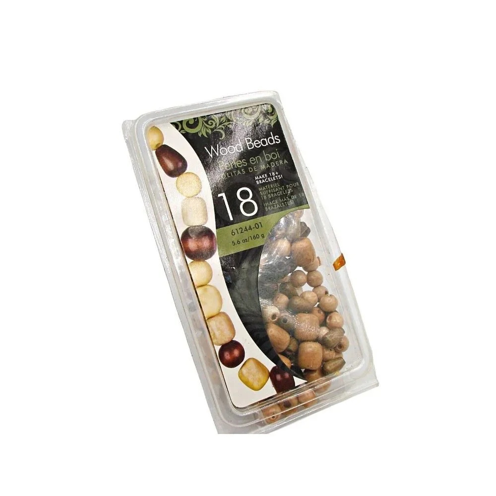 Cousin Wooden Beads Brown Tan Barrel Mixed Sizes Colors Crafts Jewelry Open Box